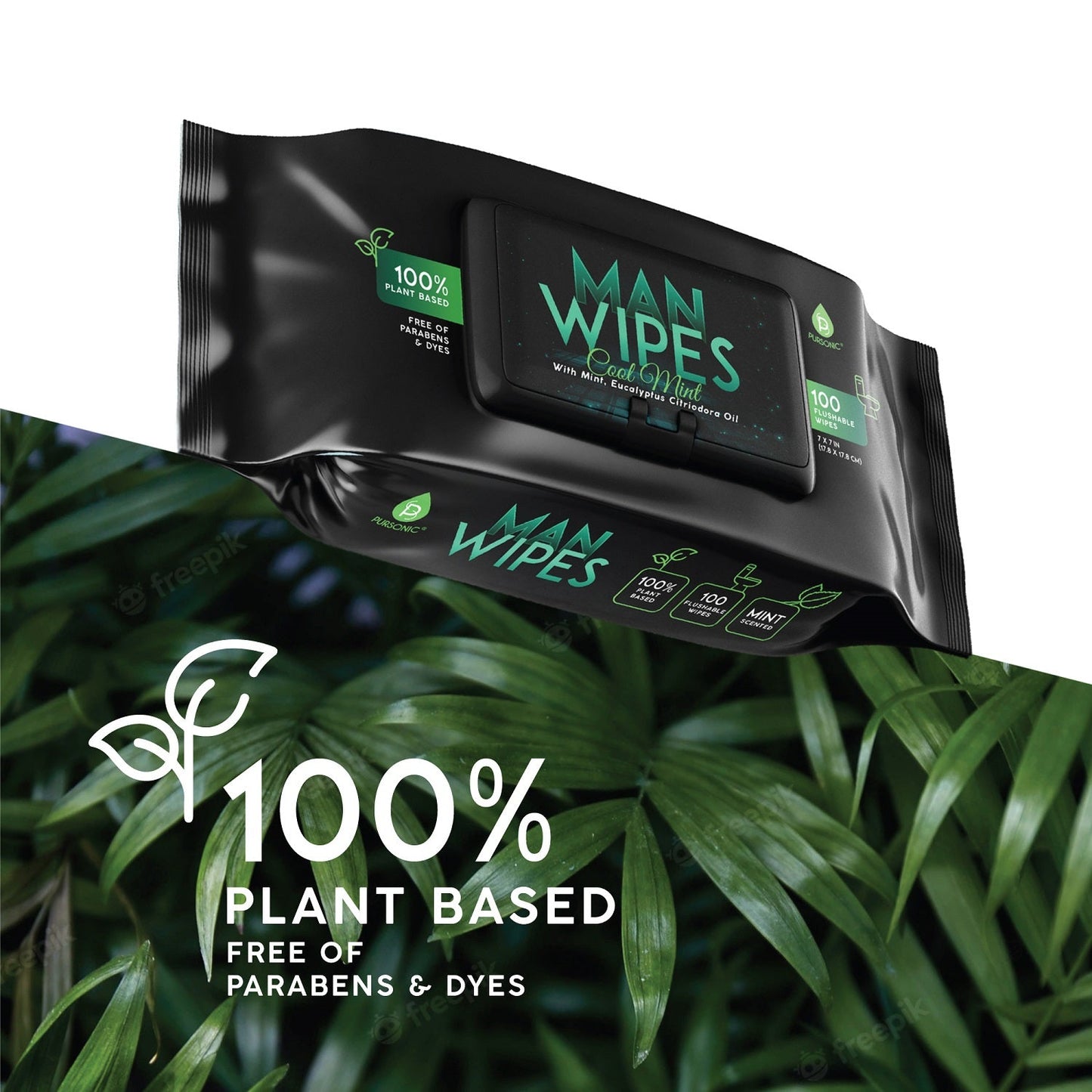 12 Pack of Flushable Man Wipes (1200 Mint Scented Wipes)-2