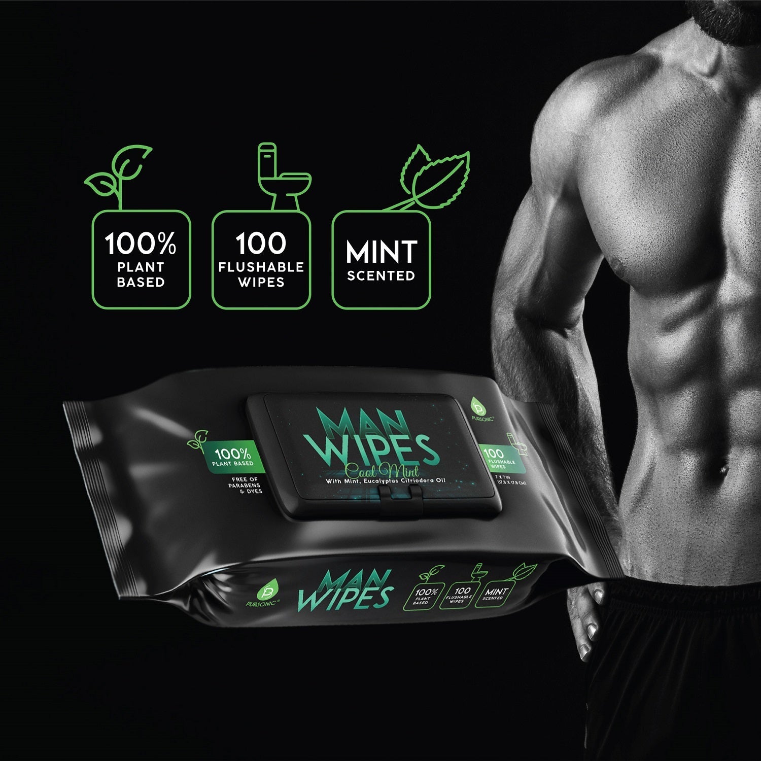 12 Pack of Flushable Man Wipes (1200 Mint Scented Wipes)-4