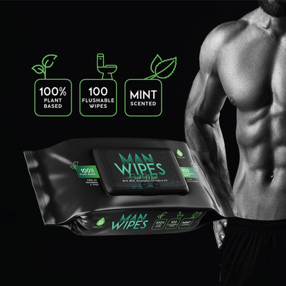 12 Pack of Flushable Man Wipes (1200 Mint Scented Wipes)-4