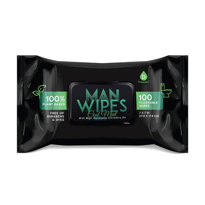 12 Pack of Flushable Man Wipes (1200 Mint Scented Wipes)-0