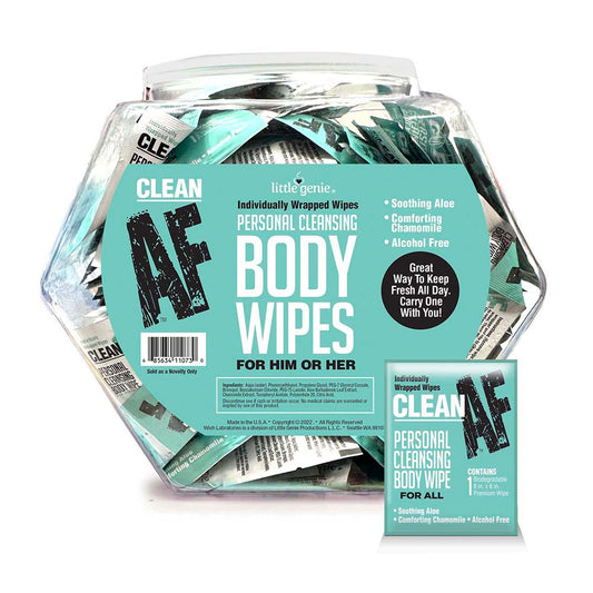 Clean AF Individually Wrapped Personal Cleaning Body Wipes 96-Piece Fishbowl Display-0